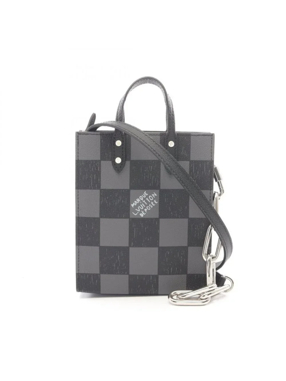 Louis Vuitton Handbag Sac Plat XS Damier Checkerboard Noir 2-Way Leather